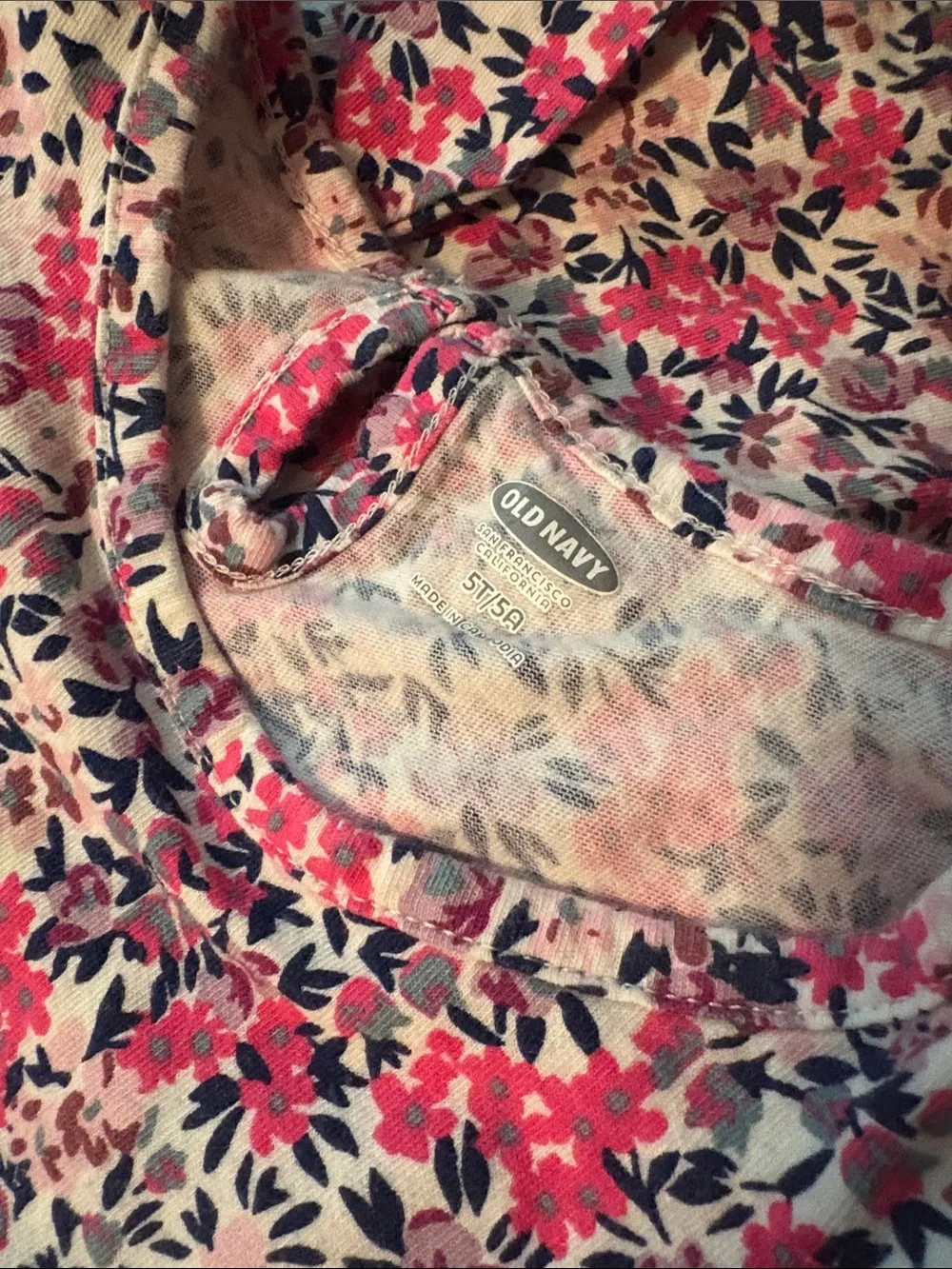 Girls' Old Navy Pink Floral Tiered Long-Sleeve Dress